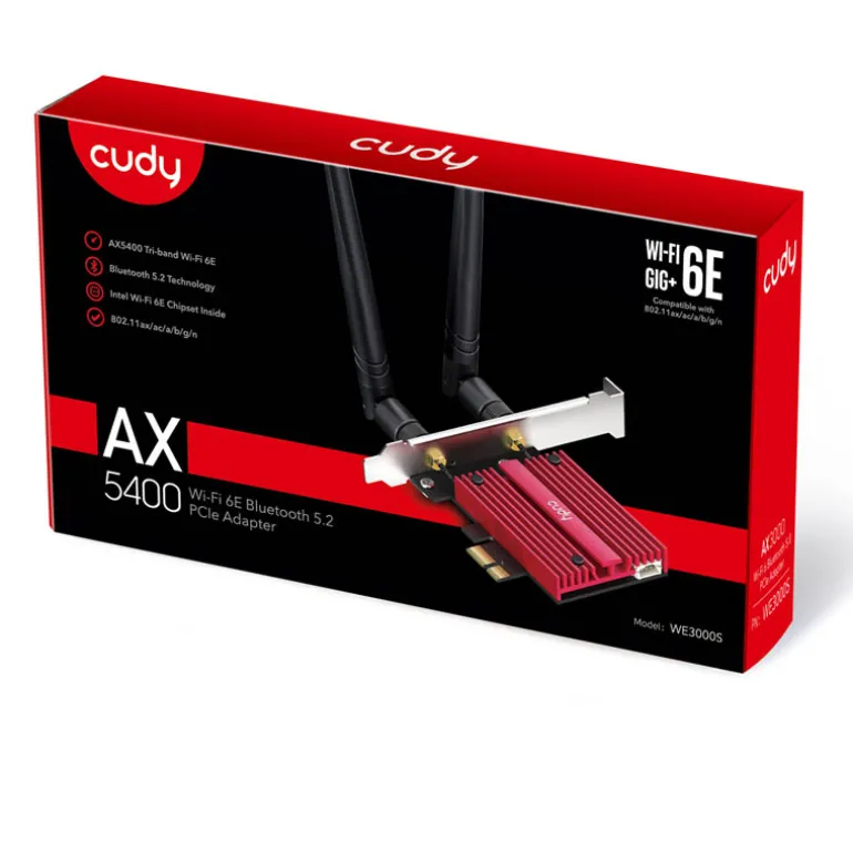 Tarjeta Red Cudy WE3000S AX5400 Wi-Fi 6 Bluetooth 5.2