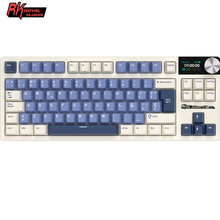 Teclado Gaming Royal Kludge RKS85 ISO-ES RGB Hot-Swappable Switch Cloud Wireless Horizon Blue