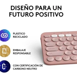 Teclado Logitech K380S Pebble Keys Bluetooth Rosa