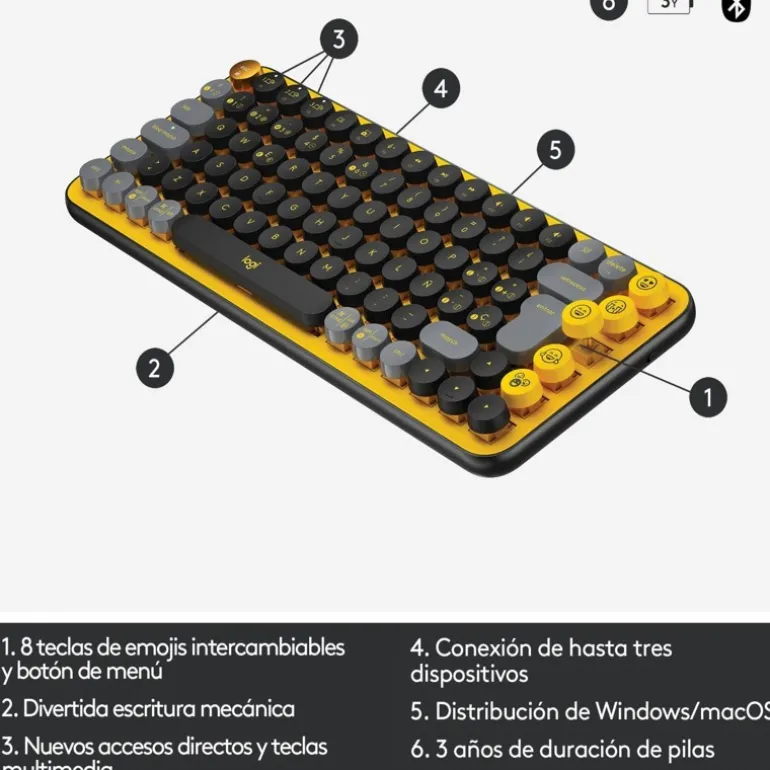 Teclado Logitech POP Keys Wireless Amarillo