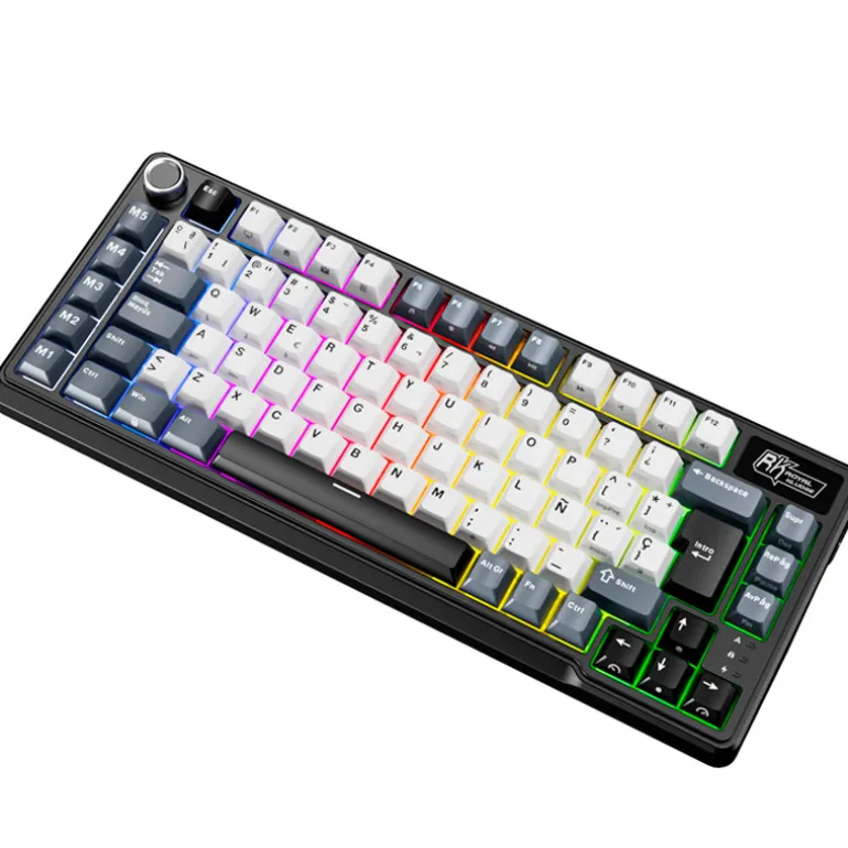 Teclado para Mac y Windows Royal Kludge RKL75 ISO-ES RGB Hot-Swappable Switch Cream Wireless Knight Black