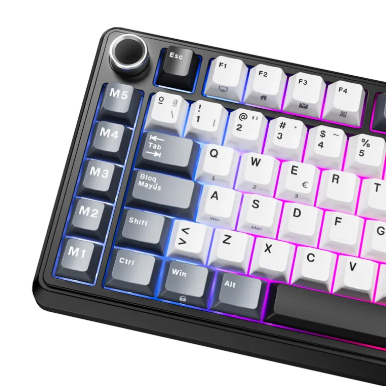 Teclado para Mac y Windows Royal Kludge RKL75 ISO-ES RGB Hot-Swappable Switch Cream Wireless Knight Black