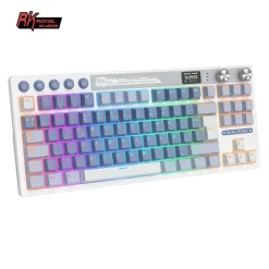 Teclado para Mac y Windows Royal Kludge RKM87 ISO-ES RGB Hot-Swappable Switch Cream Wireless Ocean Blue