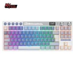 Teclado para Mac y Windows Royal Kludge RKM87 ISO-ES RGB Hot-Swappable Switch Beige Wireless Ocean Blue