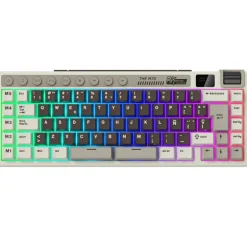 Teclado para Mac y Windows Royal Kludge RKM70 ISO-ES RGB Hot-Swappable Switch Cream Wireless Mokko Grey