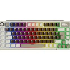 Teclado para Mac y Windows Royal Kludge RKL75 ISO-ES RGB Hot-Swappable Switch Cream Wireless Mokko Grey