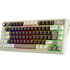 Teclado para Mac y Windows Royal Kludge RKL75 ISO-ES RGB Hot-Swappable Switch Cream Wireless Mokko Grey