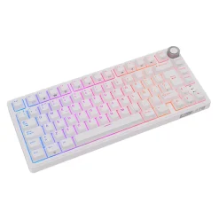 Teclado para Mac y Windows Royal Kludge RKR75 ISO-ES Hot-Swappable Switch Silver Speed White Edition