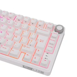 Teclado para Mac y Windows Royal Kludge RKR75 ISO-ES Hot-Swappable Switch Silver Speed White Edition