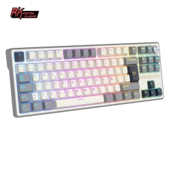 Teclado para Mac y Windows Royal Kludge R87Pro ISO-ES RGB Hot-Swappable Switch Creamy Half Grey