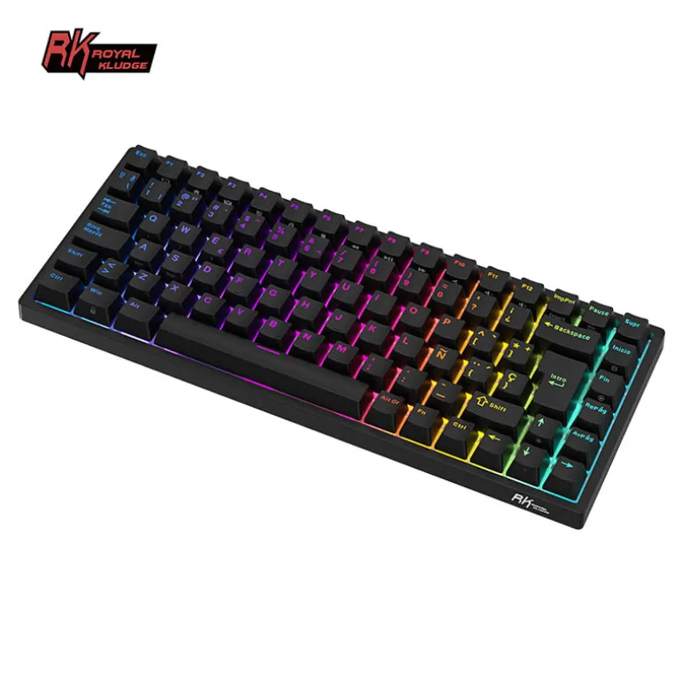 Teclado para Mac y Windows Royal Kludge RK84 ISO-ES Hot-Swappable Switch Red Wireless Negro