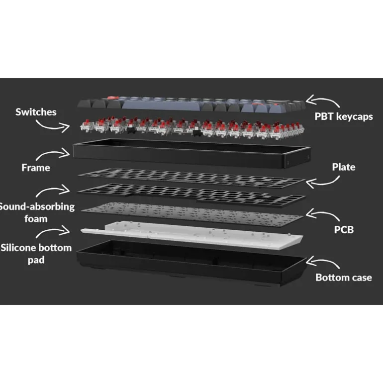 Teclado para Mac y Windows Keychron K6 Pro ISO-ES RGB Hot-Swappable Switch K Pro Mechanical Red Wireless