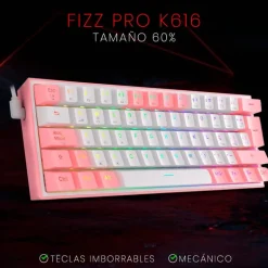 Teclado Redragon Fizz Pro K616 Gaming RGB Switch Red Blanco