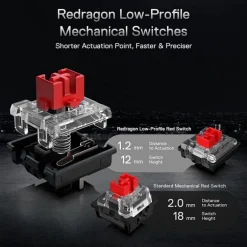 Teclado Redragon Horus 621 Gaming RGB Wireless Switch Red Negro