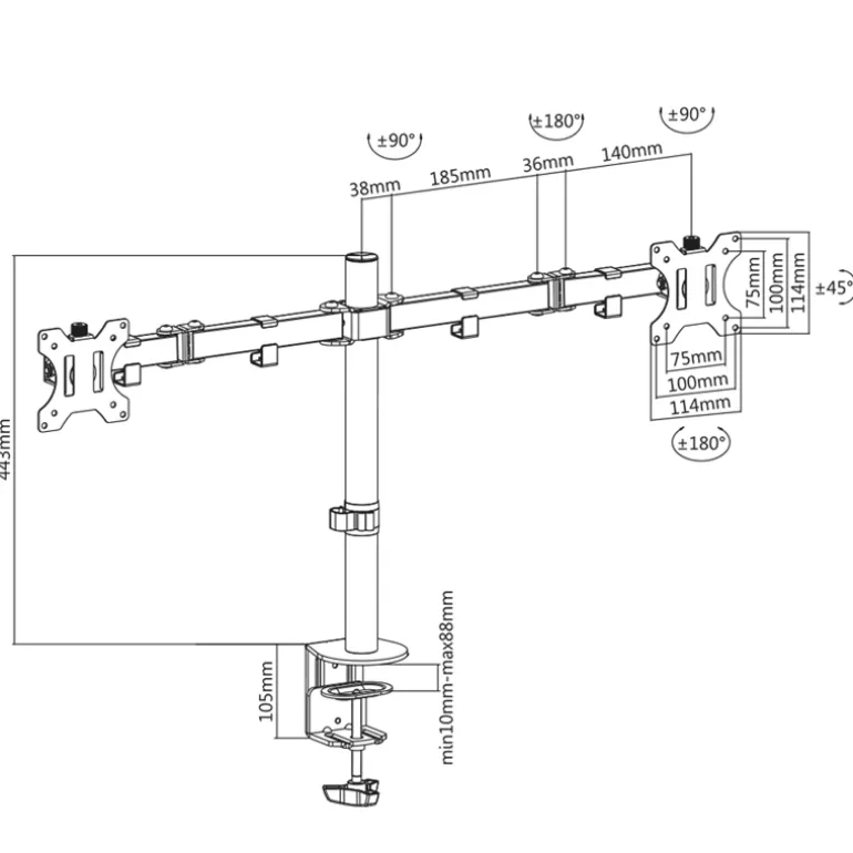 Tooq DB1232TN-B 2 Pantallas13"- 32" - Soporte Monitor