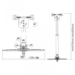 TooQ PJ3030TN-B Inclinable/Giratorio Proyect - Soporte de Techo