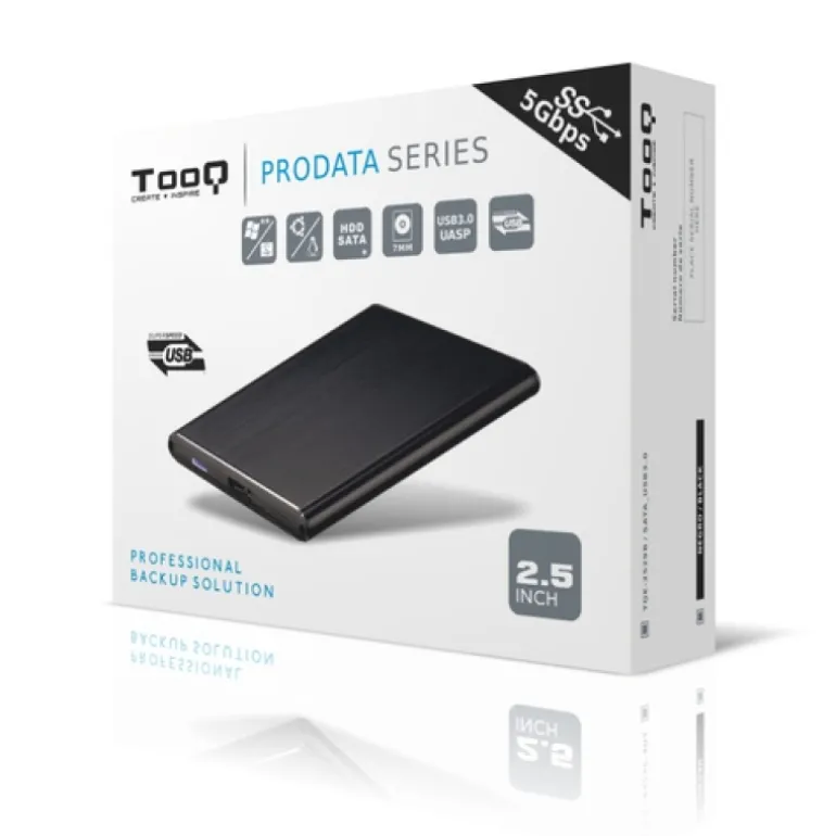 Tooq TQE-2529B 2.5" Aluminio Negro - Caja Externa