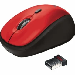 Trust Yvi 800-1600Dpi/USB/Negro Rojo - Ratón Mini Óptico Inalámbrico
