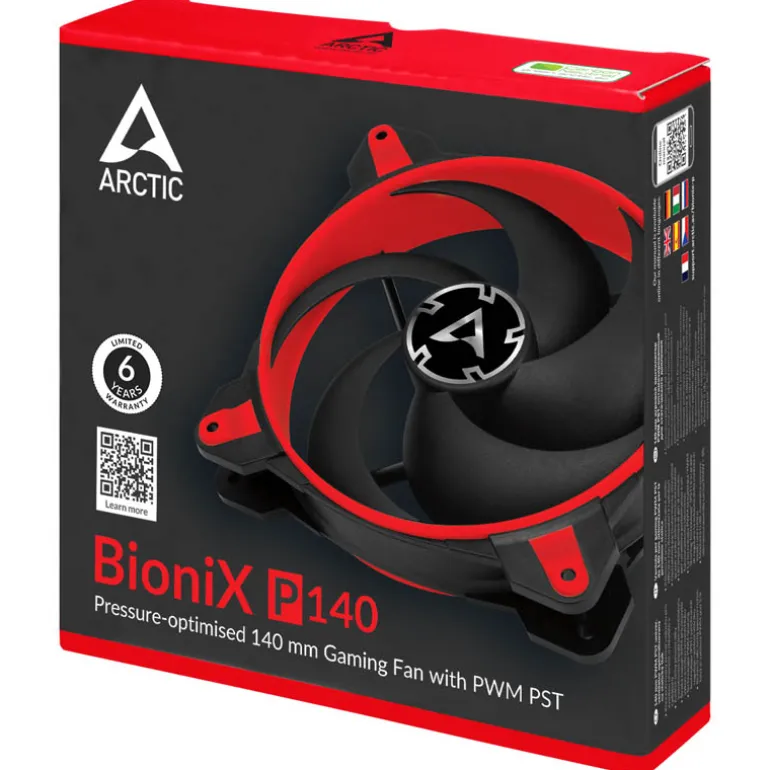 Ventilador Arctic BioniX P140 PWM PST 140mm Negro Rojo