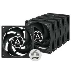 Ventilador Arctic Cooling P8 PWM PST 80mm Pack 5 Uds. Negro