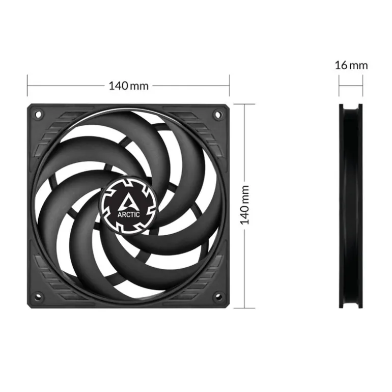Ventilador Arctic Cooling P14 Slim PWM PST 140mm Negro