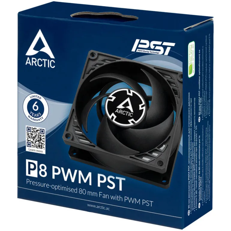 Ventilador Arctic P8 PWM PST 80mm Negro