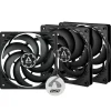 Ventilador Arctic P12 Slim PWM PST 120mm Triple Pack Negro