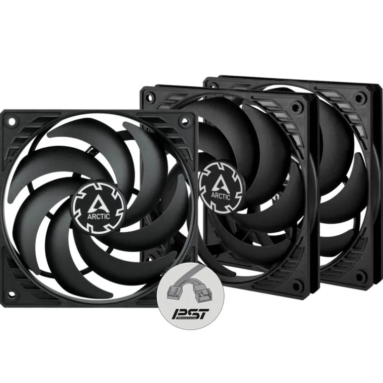 Ventilador Arctic P12 Slim PWM PST 120mm Triple Pack Negro