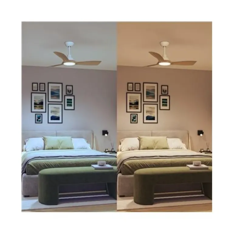 Ventilador Philips Luz Techo 132cm Blanco/Madera