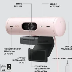 Webcam Logitech BRIO 500 FHD HDR USB-C Rosa