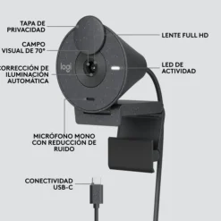 Webcam Logitech Brio 300 FHD Negro