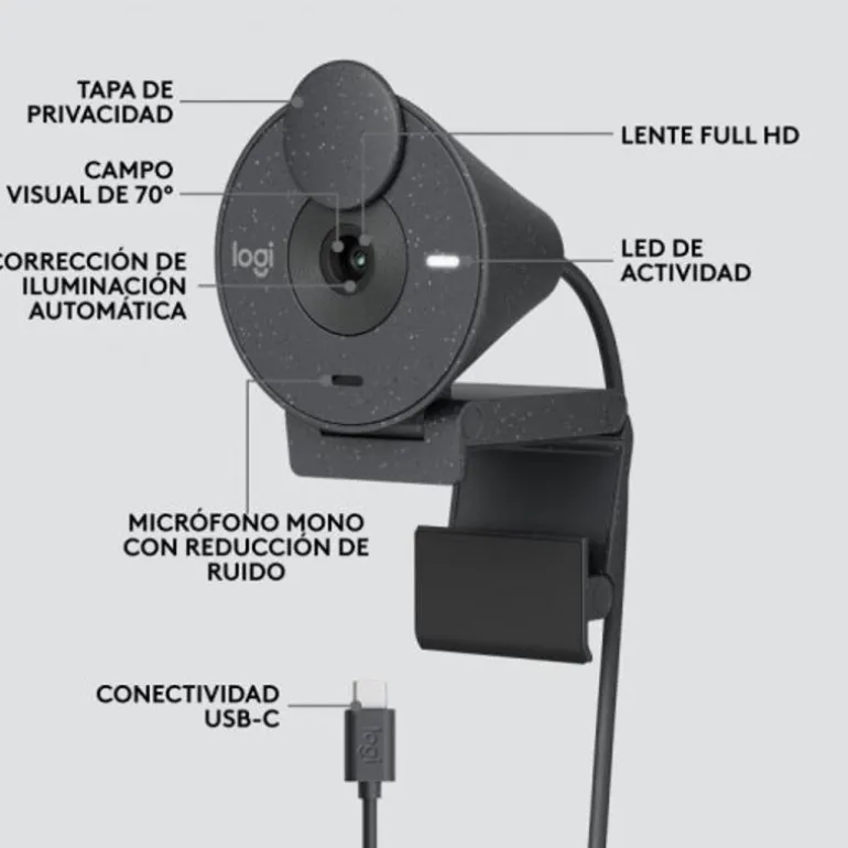 Webcam Logitech Brio 300 FHD Negro